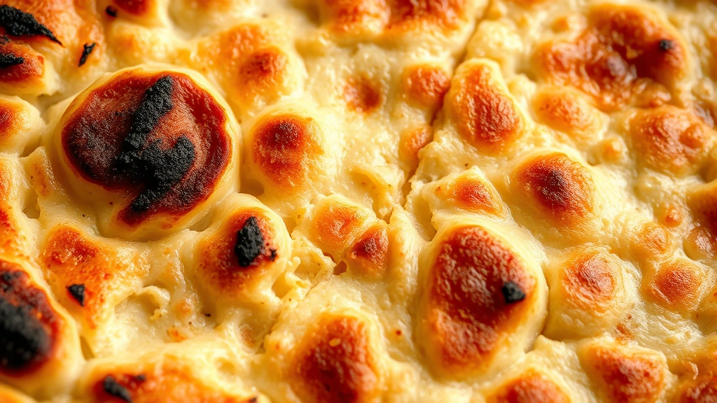 Close-up detail of pizza crust cross-section showing irregular air pockets, crispy charred exterior, and tender chewy interior, steam rising, artisanal presentation