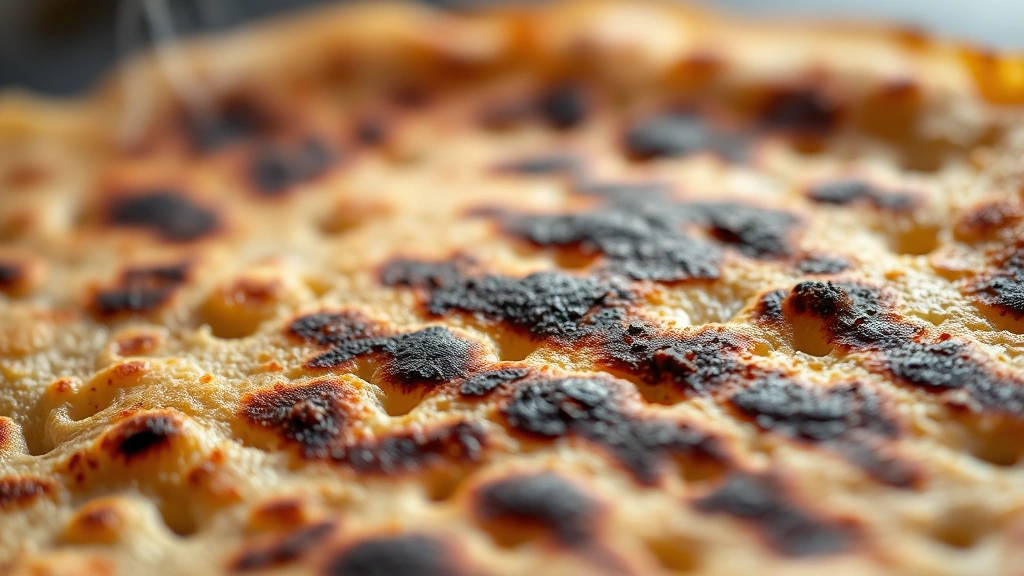 Close-up macro photography of a perfectly charred corn tortilla with visible grill marks, steam rising from the surface, warm golden-brown coloring, shallow depth of field, professional food photography lighting